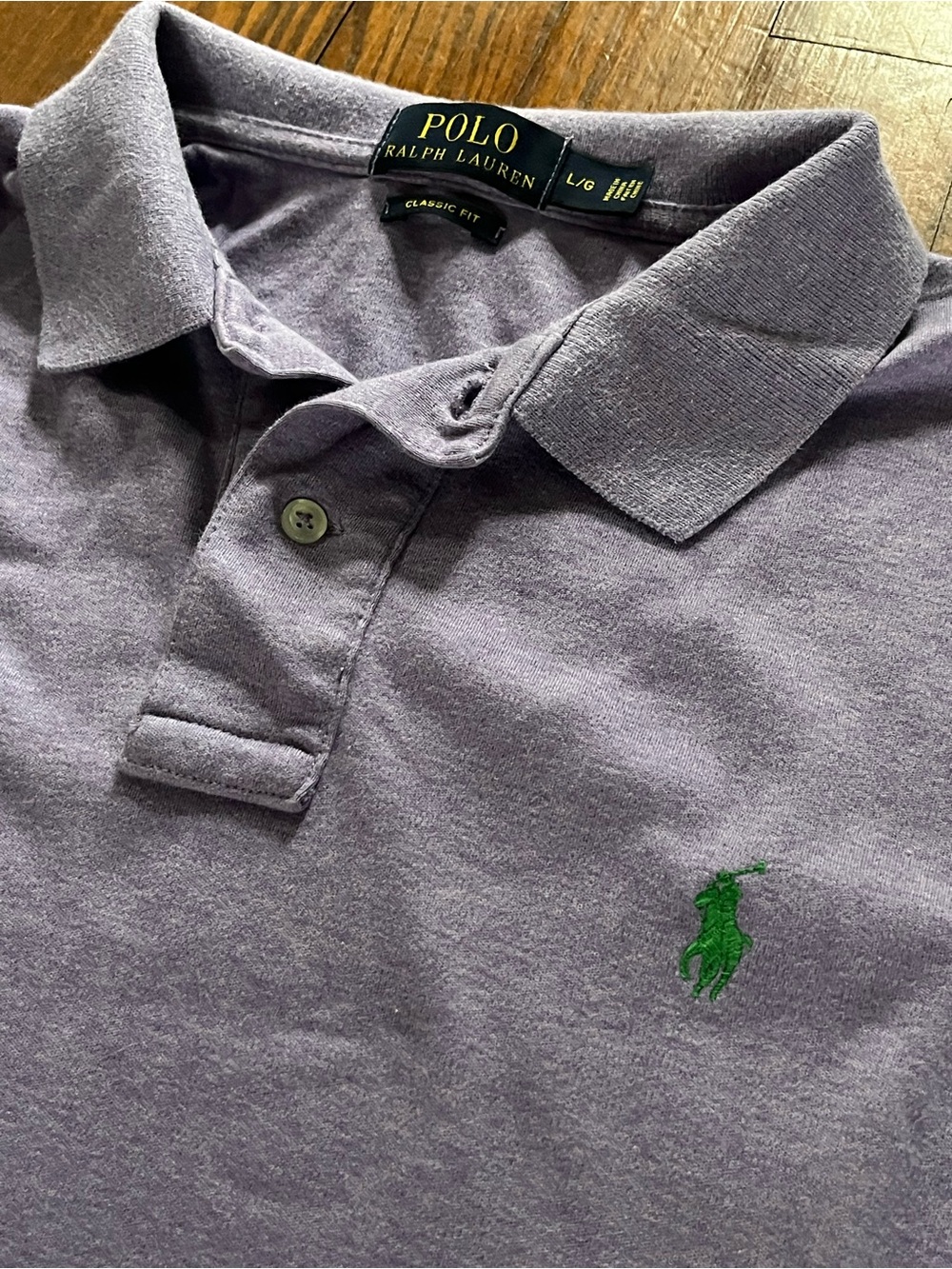 Polo Ralph Lauren Men’s Heather Purple Polo Shirt with Green Logo Size Large